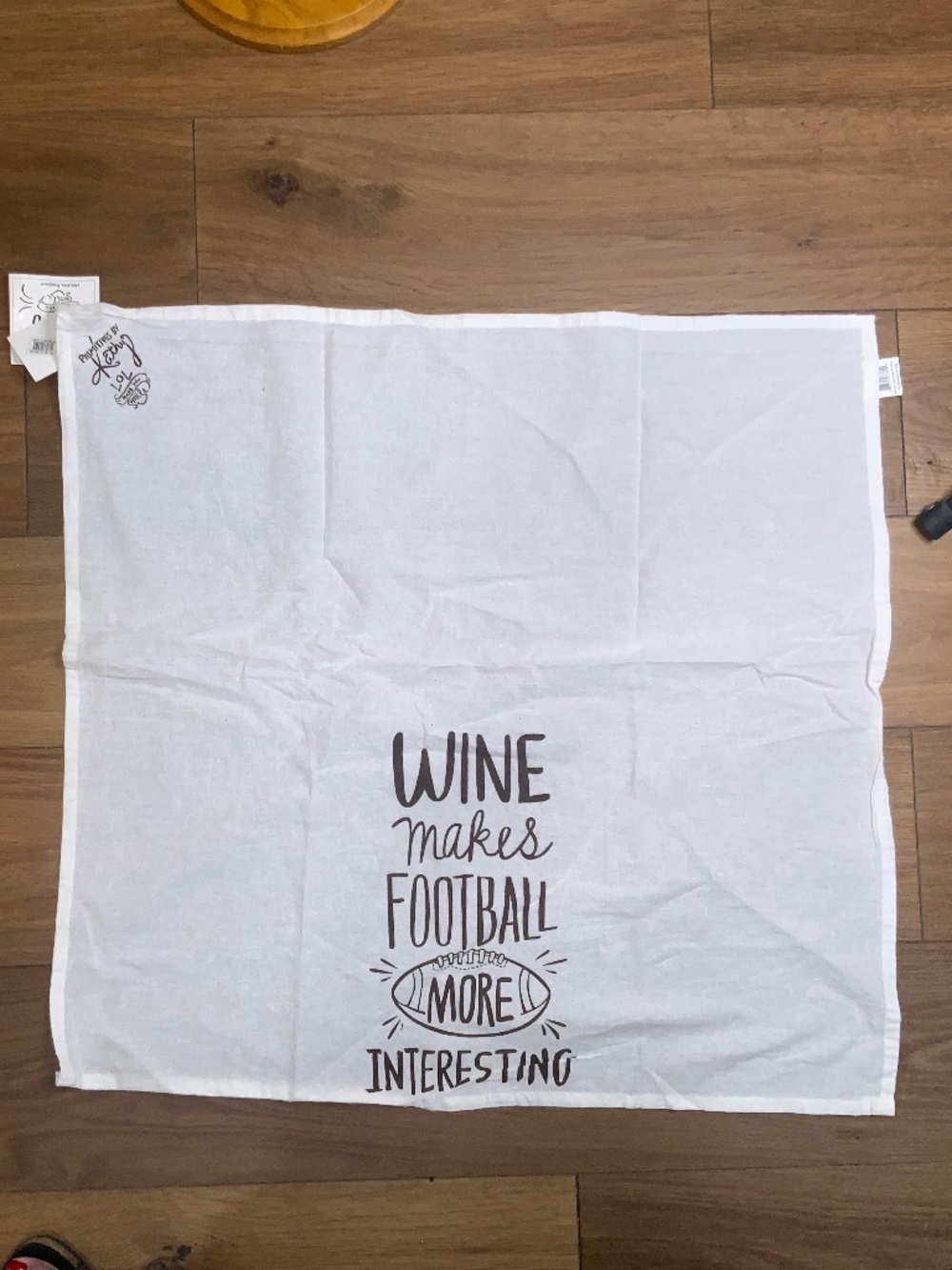 “Wine Makes Football More Interesting” Tea Towel New with Tags
